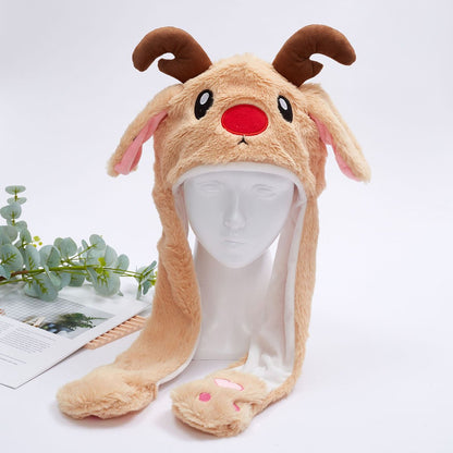 Interactive Christmas Plush Ear Moving Hats