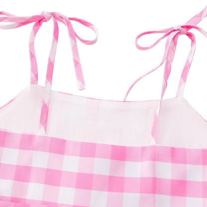 Barbie Cosplay Kid's Pink Gingham Summer Dress Set