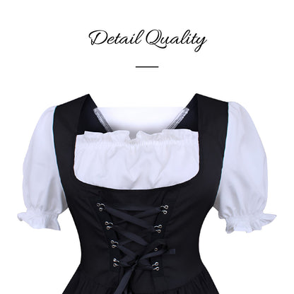 Authentic Bavarian Style Classic Black Dirndl Dress