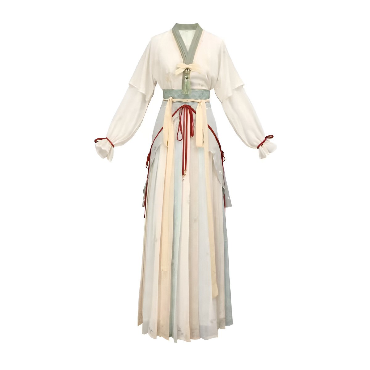 White and Green Women Hanfu Four Piece Set