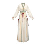 White and Green Women Hanfu Four Piece Set