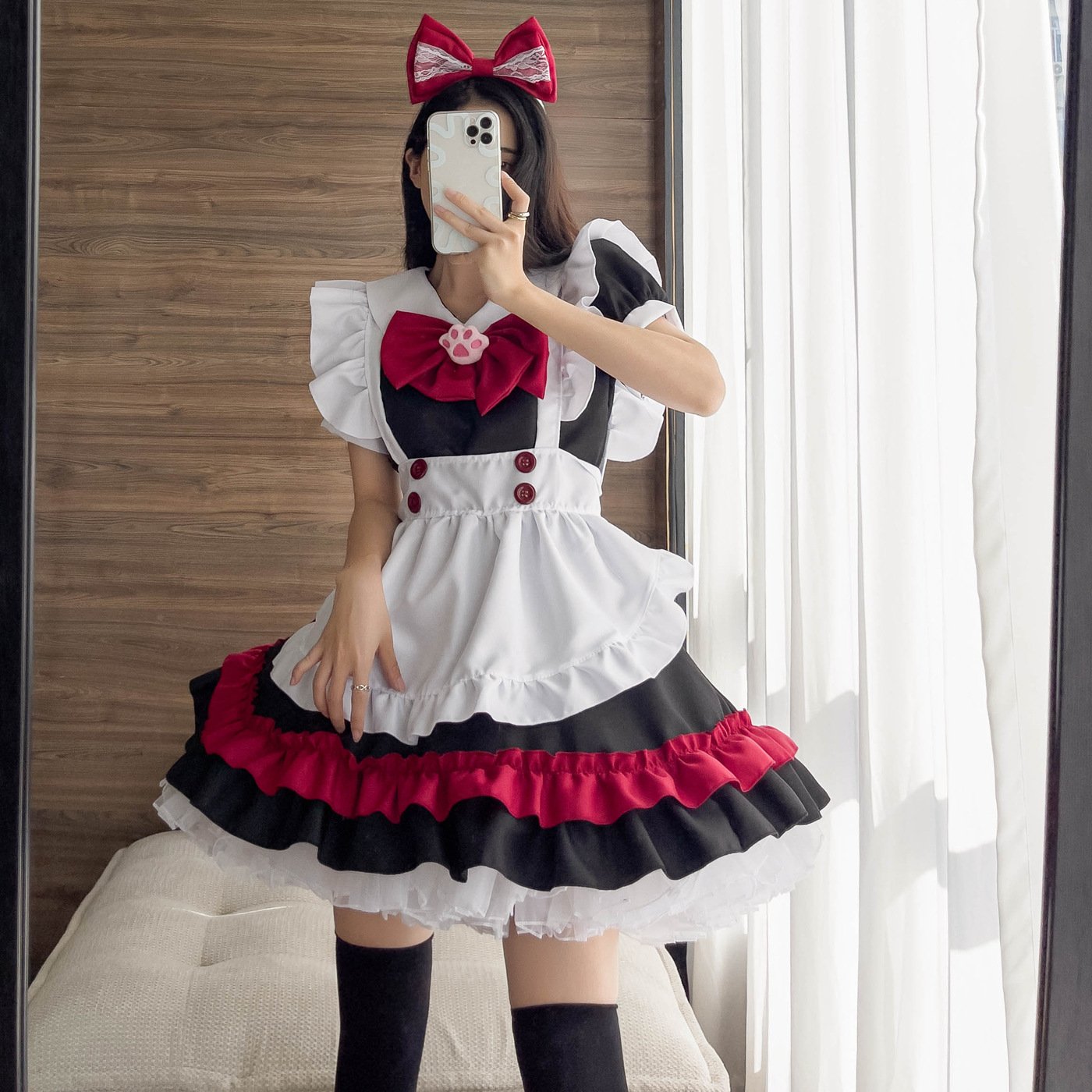 Halloween Vampire Deviruchi Maid Lolita Gothic Black Red Maid Cos Anime RPG