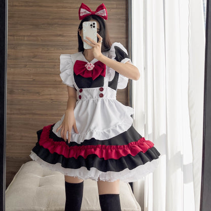 Halloween Vampire Deviruchi Maid Lolita Gothic Black Red Maid Cos Anime RPG