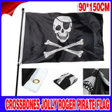 Skull and Crossbones Jolly Roger Pirate Flag Outdoor Banner 90x150cm Crossed - Aimall