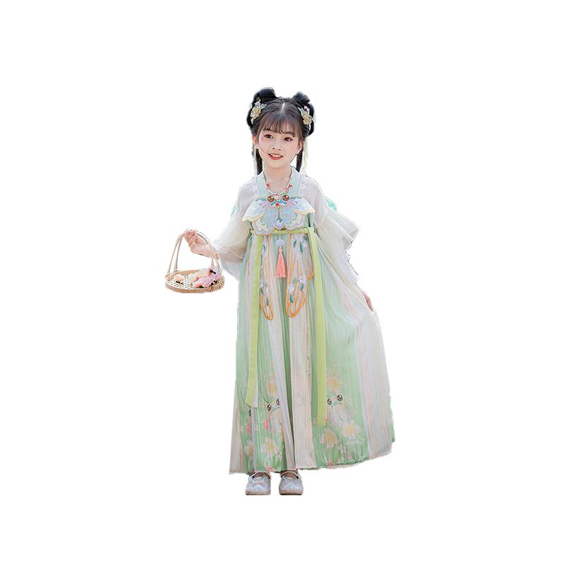 Pastel Floral Hanfu for Kids - Tang Dynasty Elegance