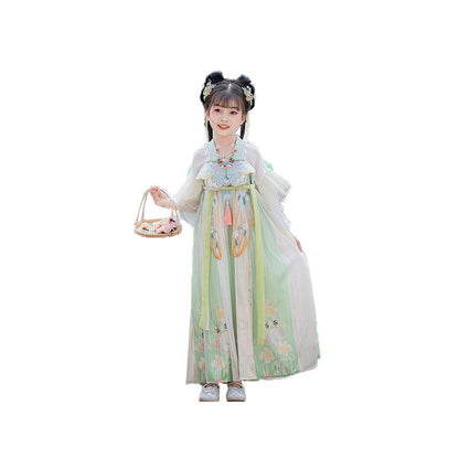 Pastel Floral Hanfu for Kids - Tang Dynasty Elegance