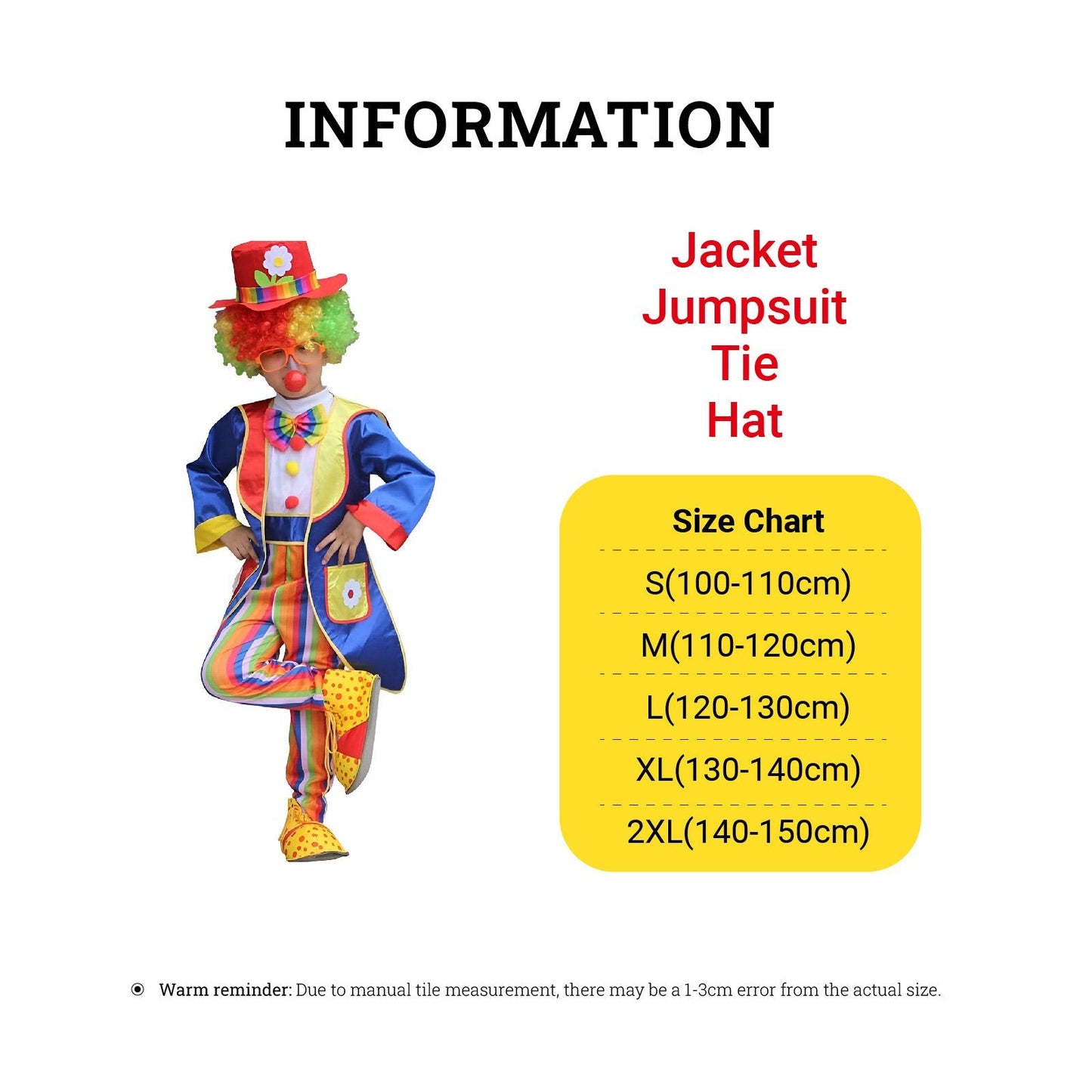 Halloween Boy Girl Circus Clown Costume Suit Cosplay Masquerade Magic