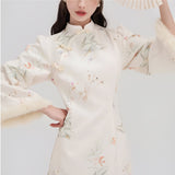 Autumn-Winter Floral Pattern Chinese Qipao