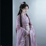 Elegant Lavender Chinese Hanfu dress inspired by traditional Chinese fashion