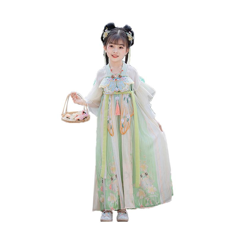 Pastel Floral Hanfu for Kids - Tang Dynasty Elegance