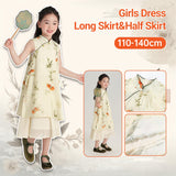 Ivory Floral Long & Half Skirt Cheongsam Dress