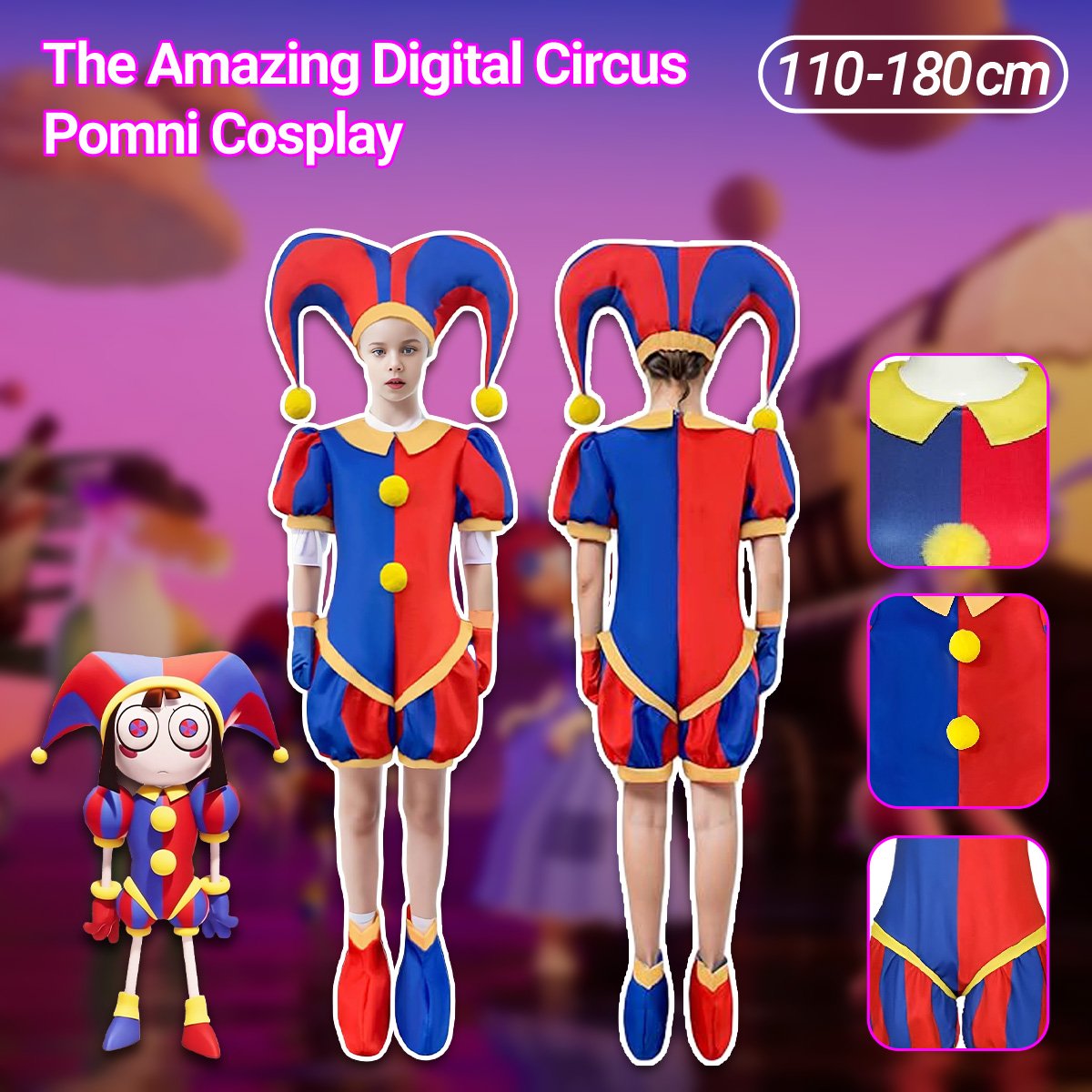 Magical Circus Cosplay Bodysuit Pomni Costume for Halloween