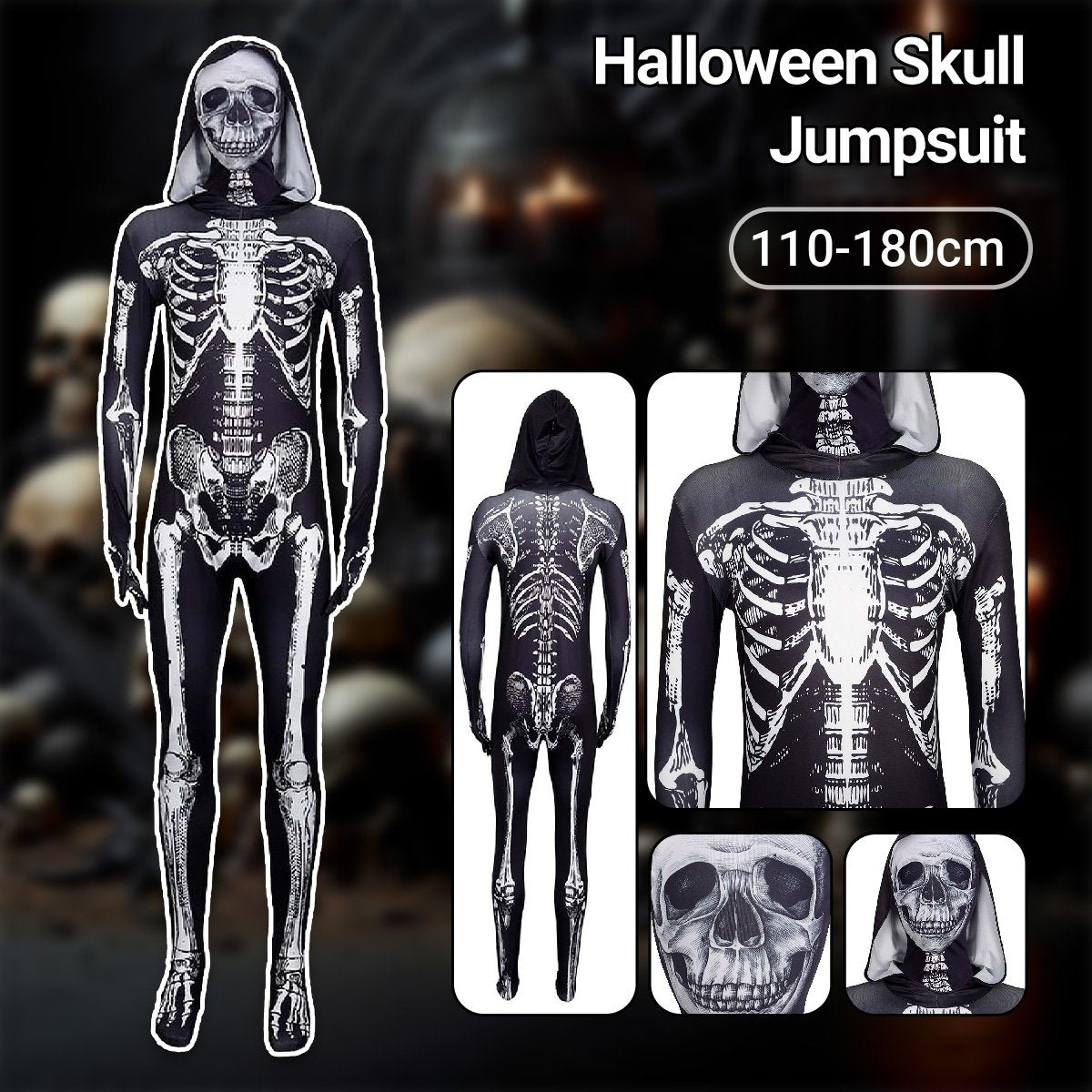 Halloween Cosplay Skeleton Skeleton Jumpsuit