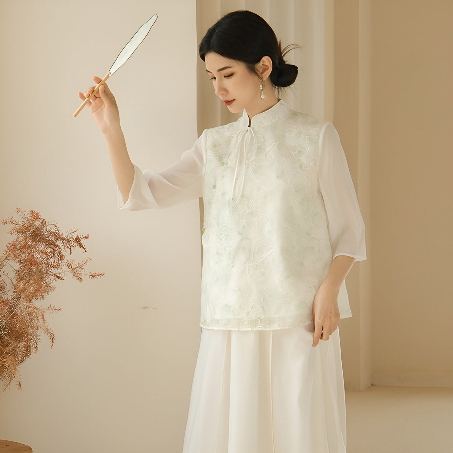 Traditional Chinese Oblique Lapel Blouse