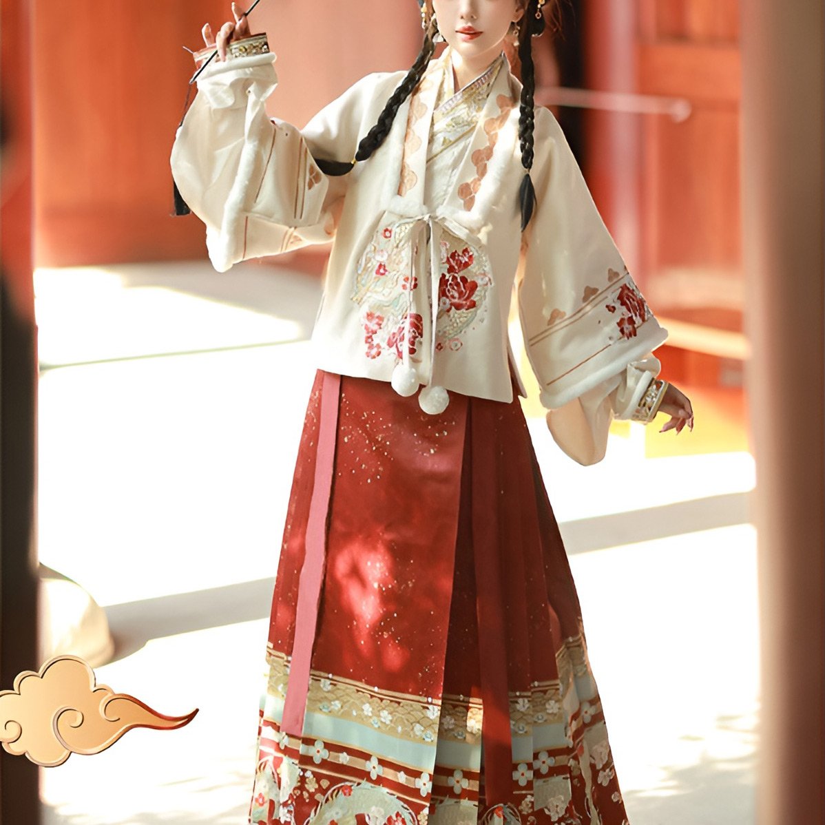 Evening Autumn Ming-Style Hanfu Dress with Rich Embroidery for Cooler Seasons