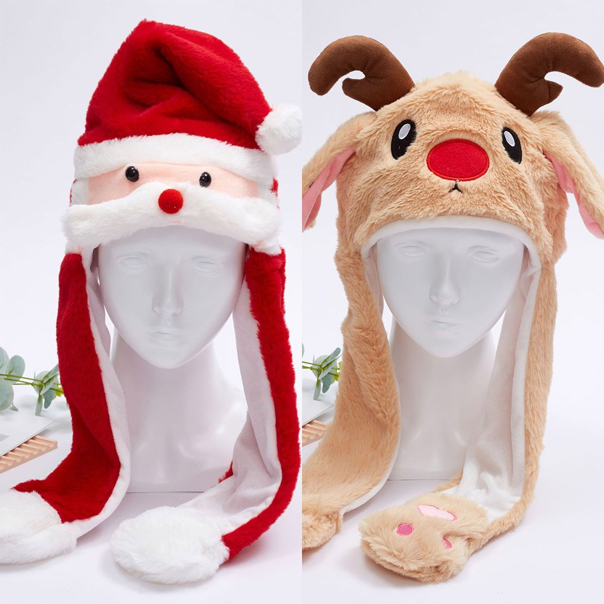 Interactive Christmas Plush Ear Moving Hats