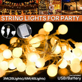 Bulb Ball Fairy String Strips Lights Home Garden Lamp Halloween Xmas Party - Aimall