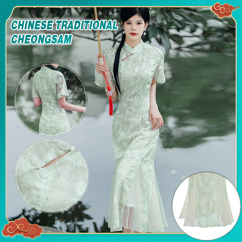 Traditional Lace Cheongsam Chinese Qipao Dress